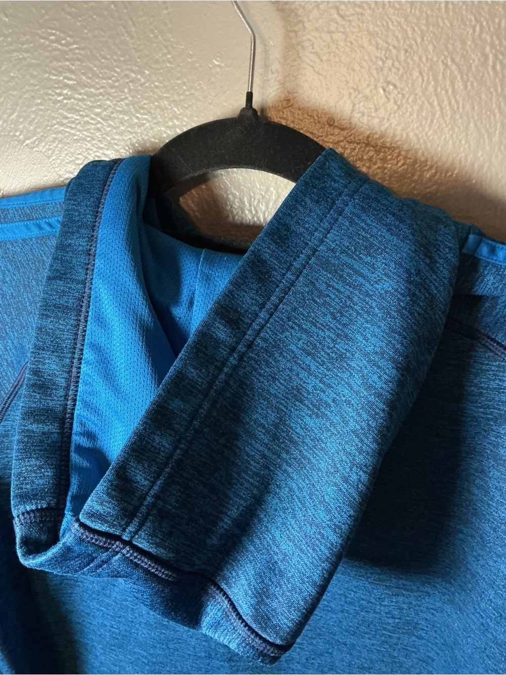Adidas Blue Heather Full-Zip Hoodie with Bright Blue Lining - Picture 6 of 6